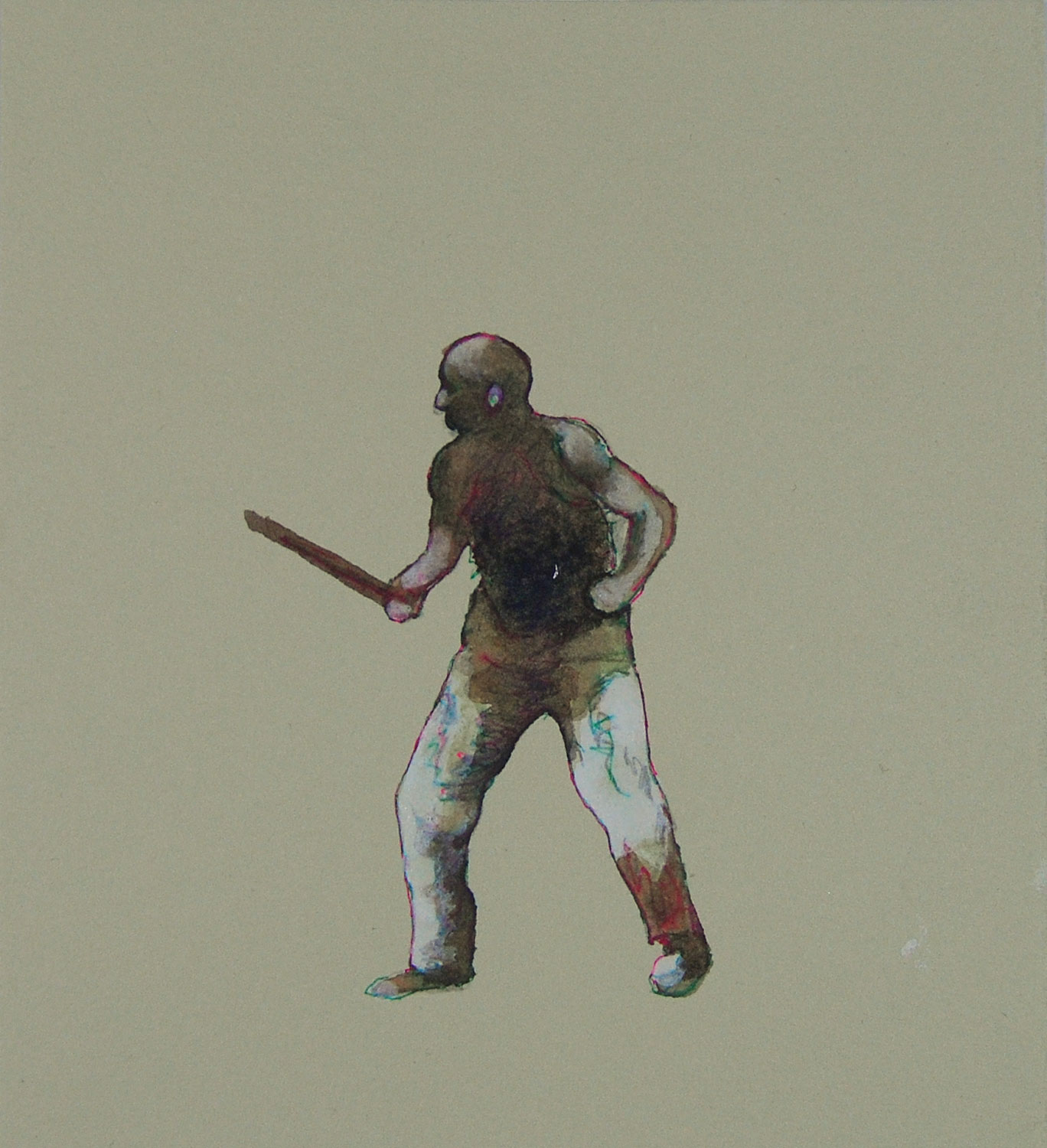Zina Mussmann, Cain, 2012. Mixed media on paper, 5 x 4.5 in.