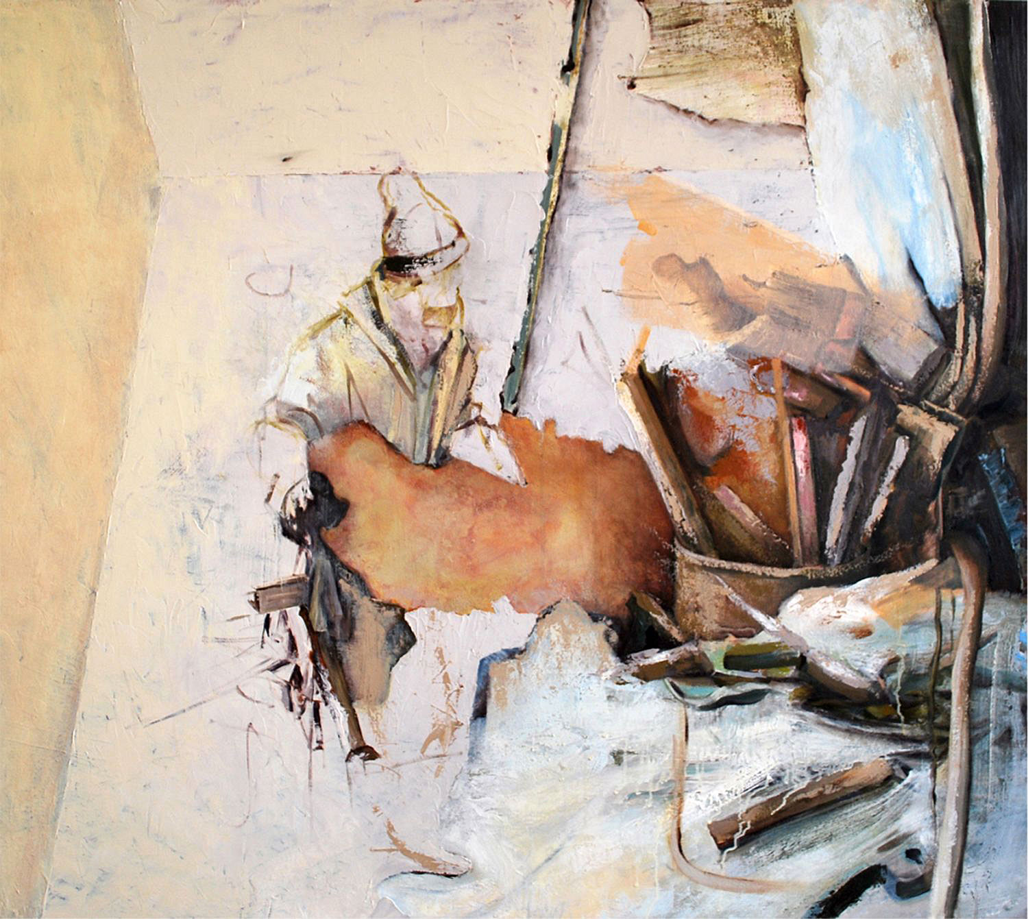 Nicholas Scrimenti, Burn Barrel, 2012. Oil and acrylic on panel, 43 x 48 in.