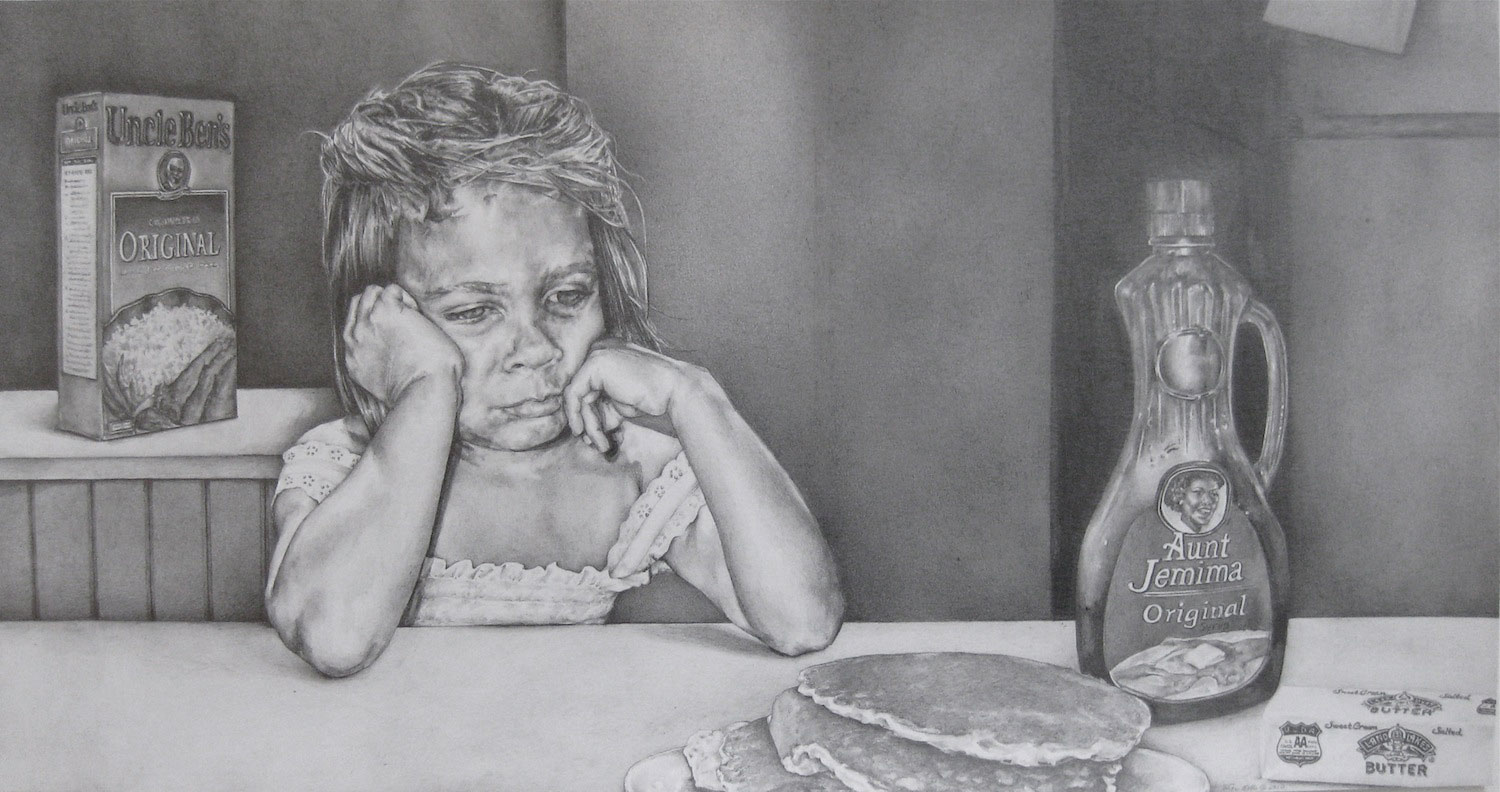 Taryn Wells, Product Placement, 2010. Graphite, 14 x 23 in.