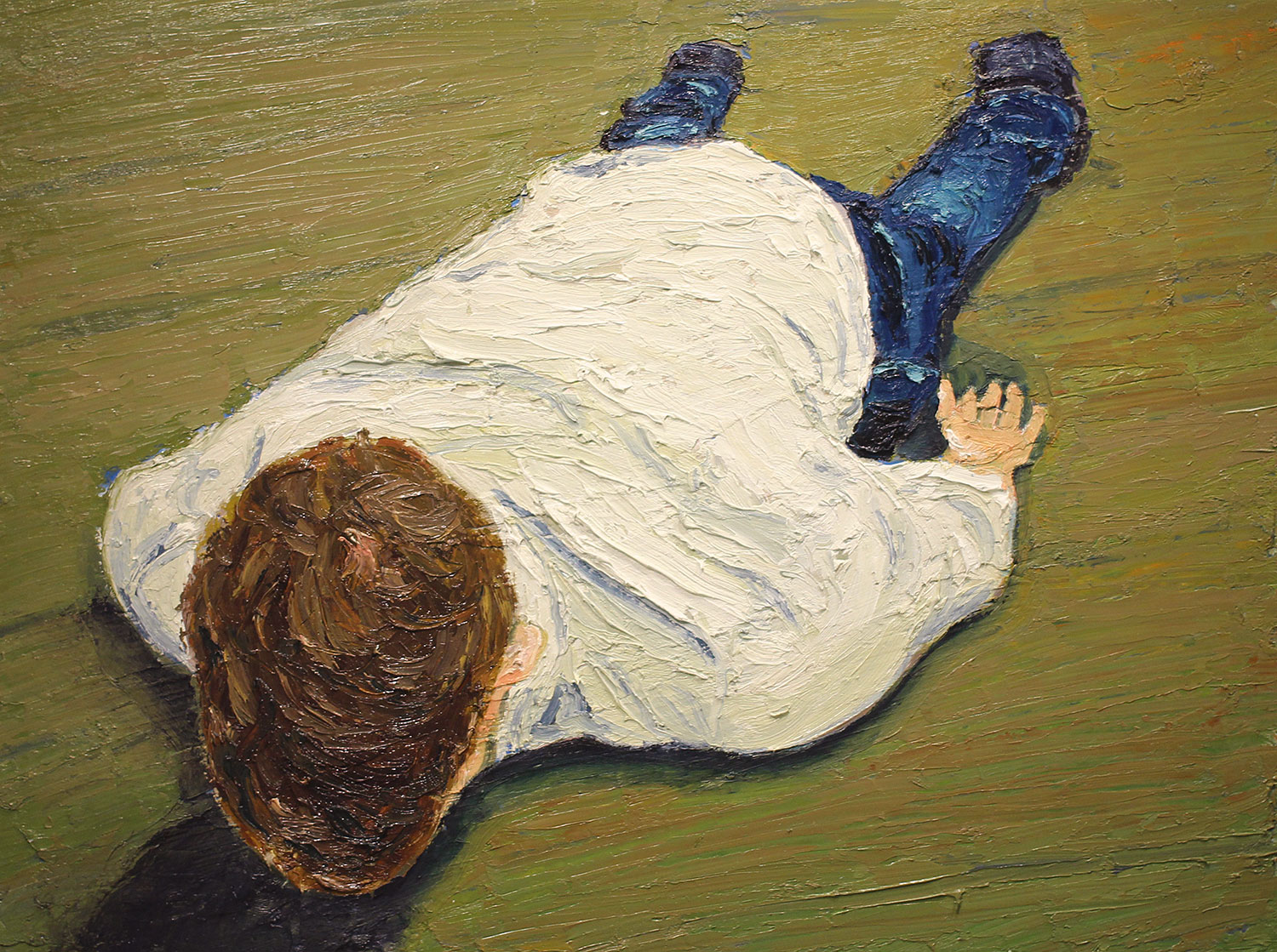 Thony Aiuppy, Prostrate, 2013. Oil on wood, 36 x 48 in.