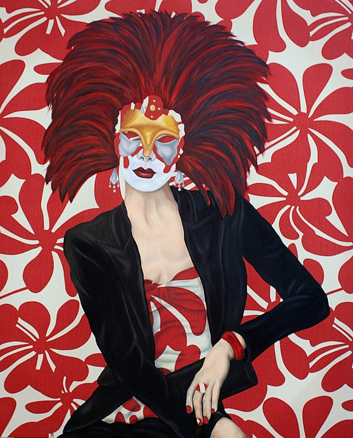 Alea Hurst, Showstopper, 2013. Oil on fabric, 36 x 30 in.
