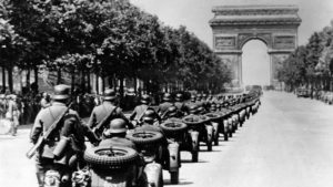 Nazi troops on the Champs-Elysées, 1940.