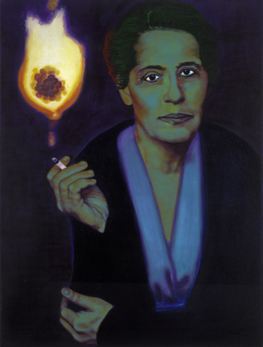 Jennifer Monfrans, Lise Meitner, 2015, acrylic on canvas, 18 x 24 in.