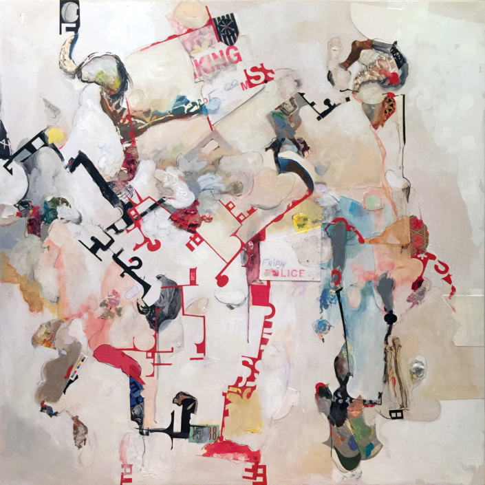 Kim Taylor, Arbitrary Language, 2015, mixed media on panel, 48 x 48 in.