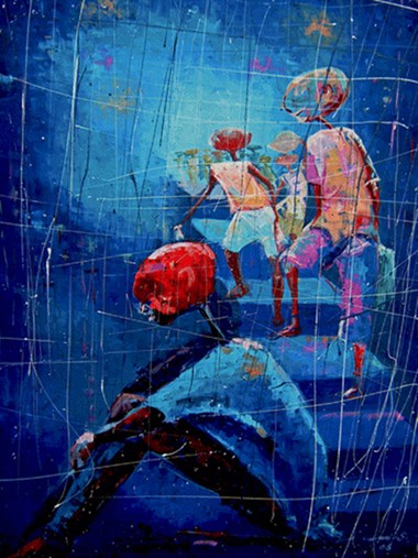 Lawani Sunday, Don’t give up, 2013. Acrylic on Canvas, 36 x 48 in.