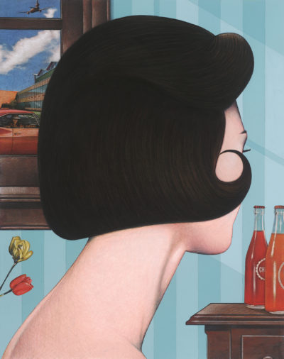 Doug Smock, Girl with Hairdo, 2014, Mixed Media, 40x32 in