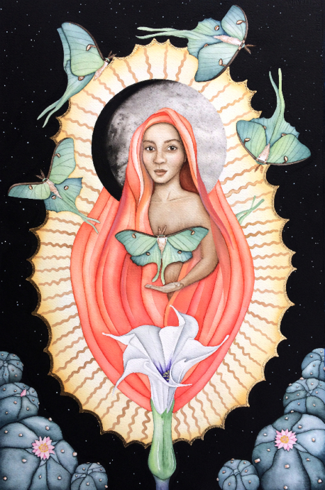 Liz Darling, The Healer, 2016, Watercolor, India Ink, and Gouache, 15” x 22”