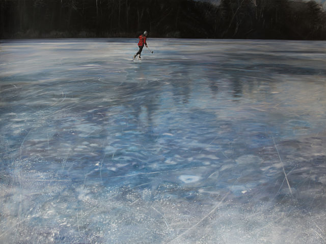 Jennifer Walton, Reflection in Blue Glass, 2017, oil on canvas, 54" x 72"