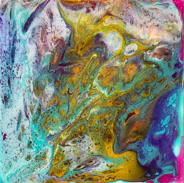 Sandy Coomer, Gold Mine, 2017, acrylic painting on clayboard, 6 X 6
