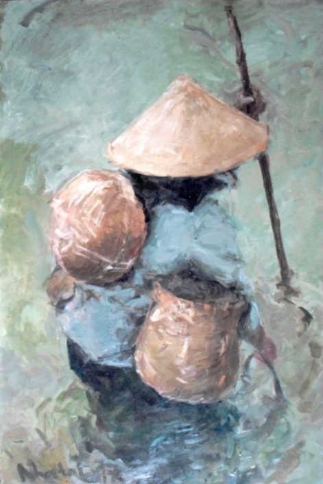 Nhat Anh Nguyen, A Vietnamese Farmer, 2017, watercolor on paper, 24x35 in