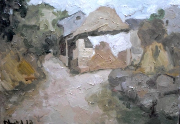 Nhat Anh Nguyen, View of a Vietnamese Village 2, 2017, oil on canvas, 5x7