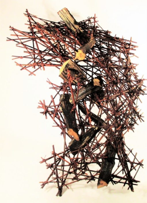 Marcia Wolfson Ray, Entanglement, 2017, Sculpture, Pine wood, willow, H-40”x W-35”x D-35”