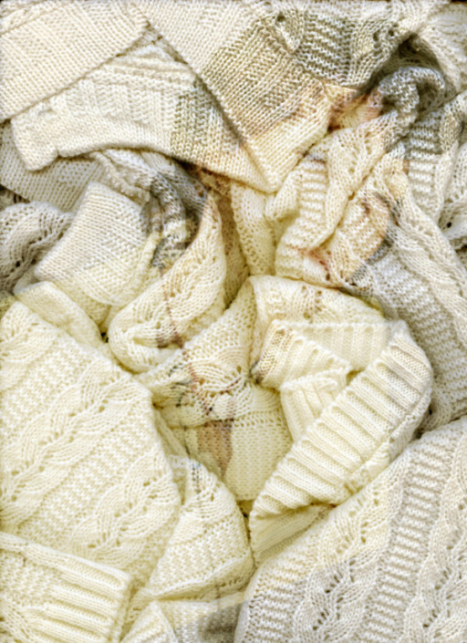 Morgan Stephenson, The Forever Sleep, 2018, Archival Image with Knitted Cotton Sweater, Digital Collage, 20” x 16”