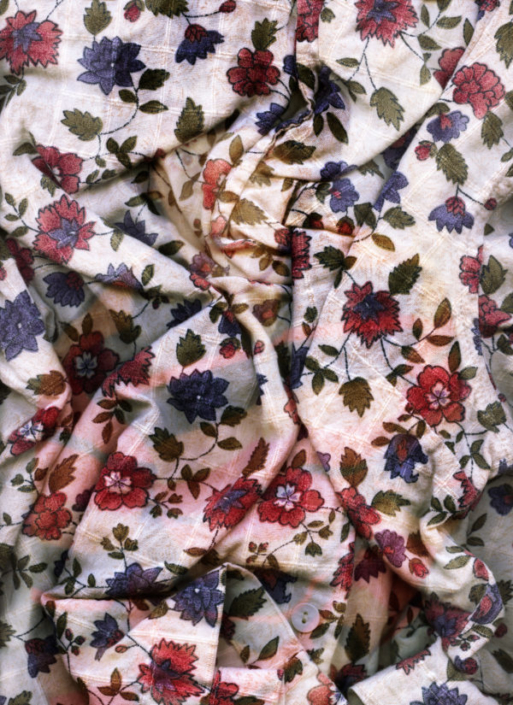 Morgan Stephenson, Gein’s Garden, 2018, Archival Image on Linen Blouse Digital Collage on Cotton Sateen Fabric, 20” x 15”