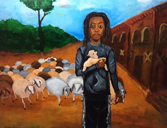 Jerrell Gibbs, God given, 2017, Acrylic on Canvas, 40" x 30"