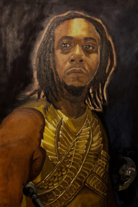 Jerrell Gibbs, The armor bearer, 2018, Oil on Canvas, 30" x 40"