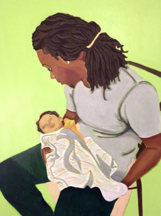 Jerrell Gibbs, The adoration of the child, 2017, Oil and Acrylic on Canvas, 36" x 48"