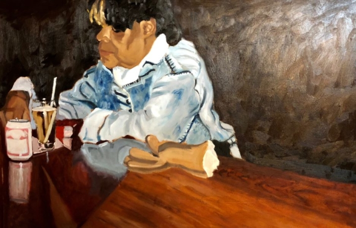 Jerrell Gibbs, The absinthe drinker, 2018, Oil on Canvas, 36" x 24"