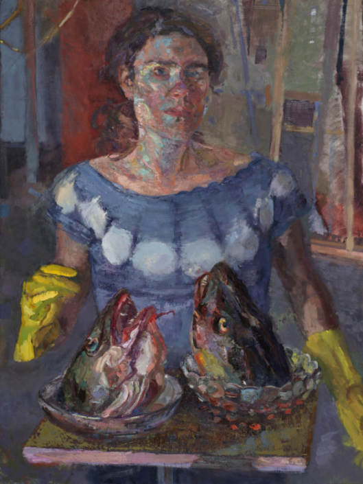 Suzanne Schireson, Loose Fish Fast Fish, 2015, Oil on Linen, 24” x 36”