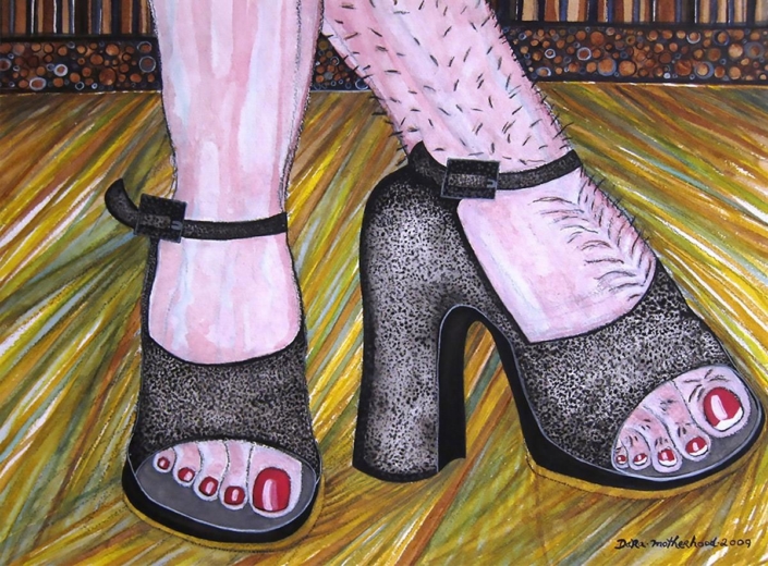 My Old Dancing Shoes, 2009, watercolor on arches, 15” x 12”