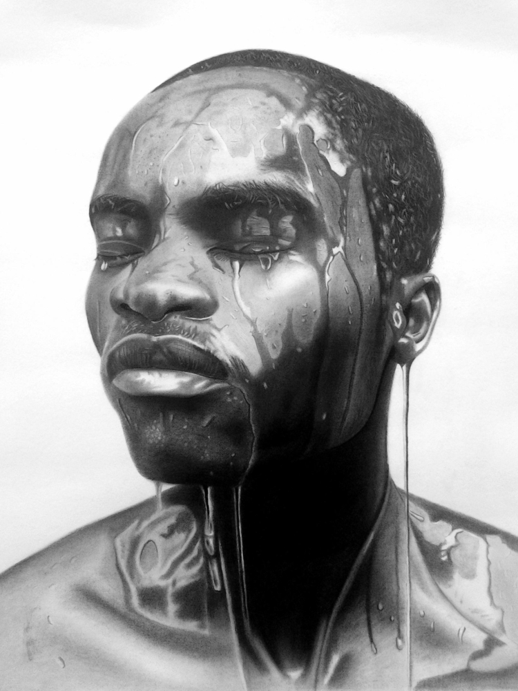 Famous Umobuarie, 1975 II, 2019, Graphite and Charcoal, 29 inches x 25 inches