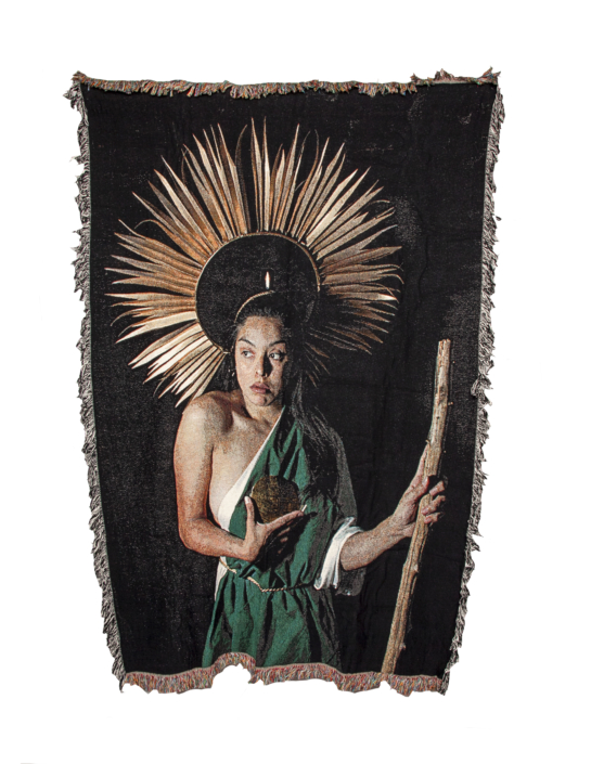 Santa Judas, 2018, 100% Cotton Photographic Tapestry, 60”x80”