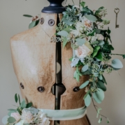 wooden mannequin and flowers