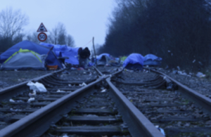 Encampment on train tracks