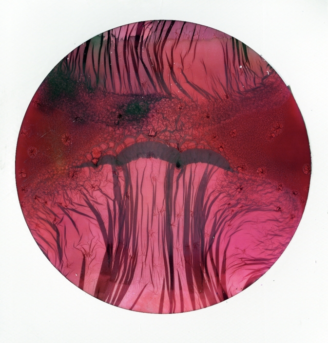 Red billowing mushroom circle magenta