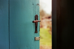 Teal door opening