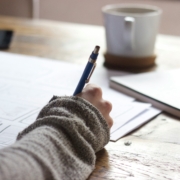 Writer with sweater and coffee