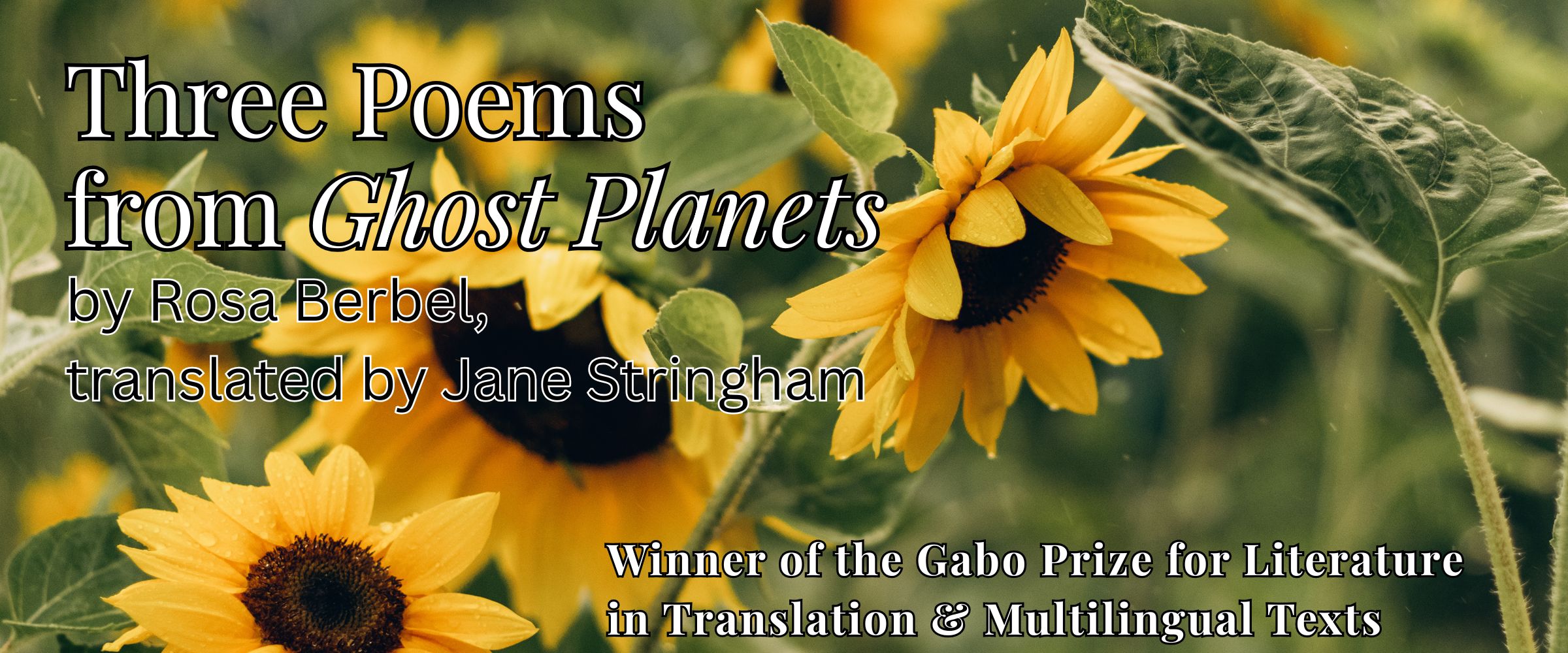 Three Poems from Ghost Planets, by Rosa Berbel, translated by Jane Stringham, winner of the gabo prize for literature in translation & multilingual texts