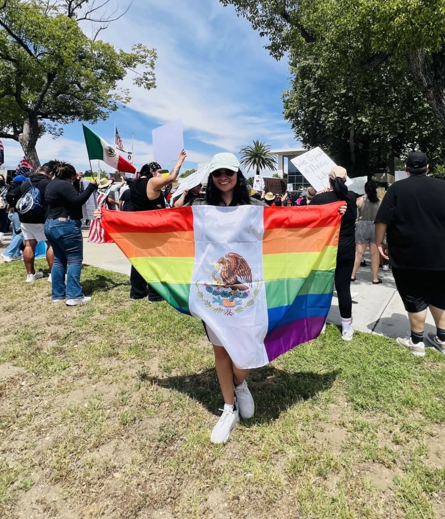 person holding a flag