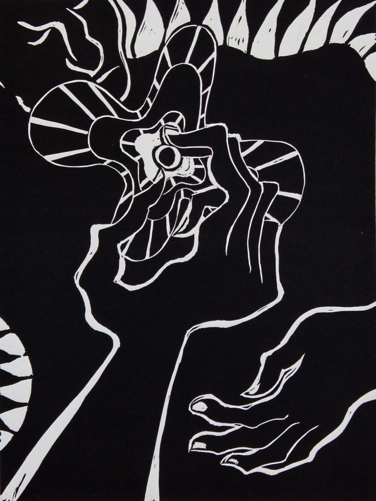 Pearl of Great Price, 12"x9", linocut, 2010